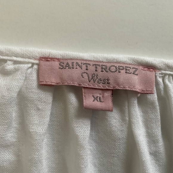 Saint Tropez West Blouse XL White Lace Keyhole Boho Cottagecore Peasant Summer - Picture 3 of 8